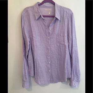 BNWT Lilly Pulitzer purple Sea View linen shirt
